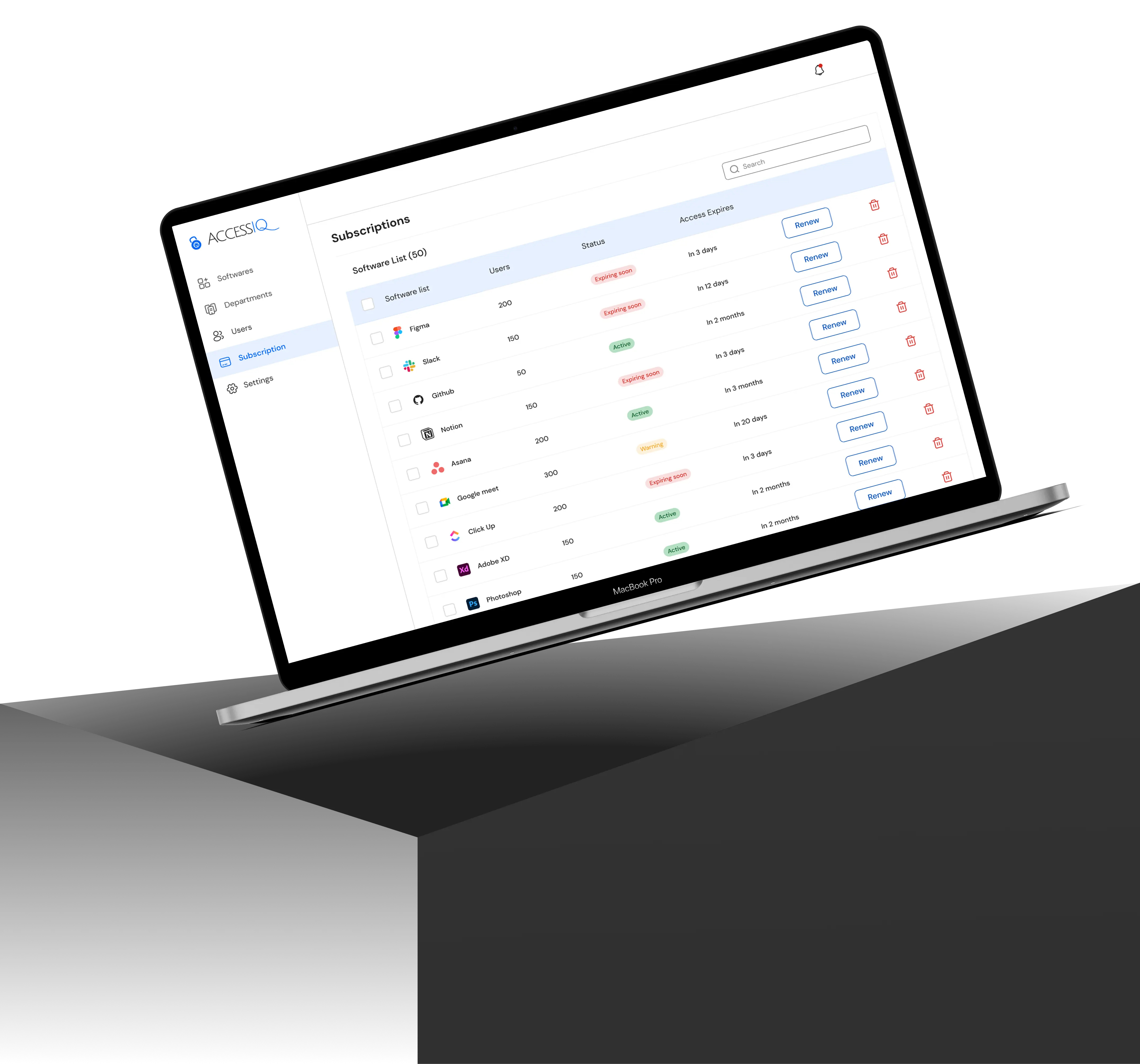 Desktop mockup of the product displayed on a table, featuring the product landing page