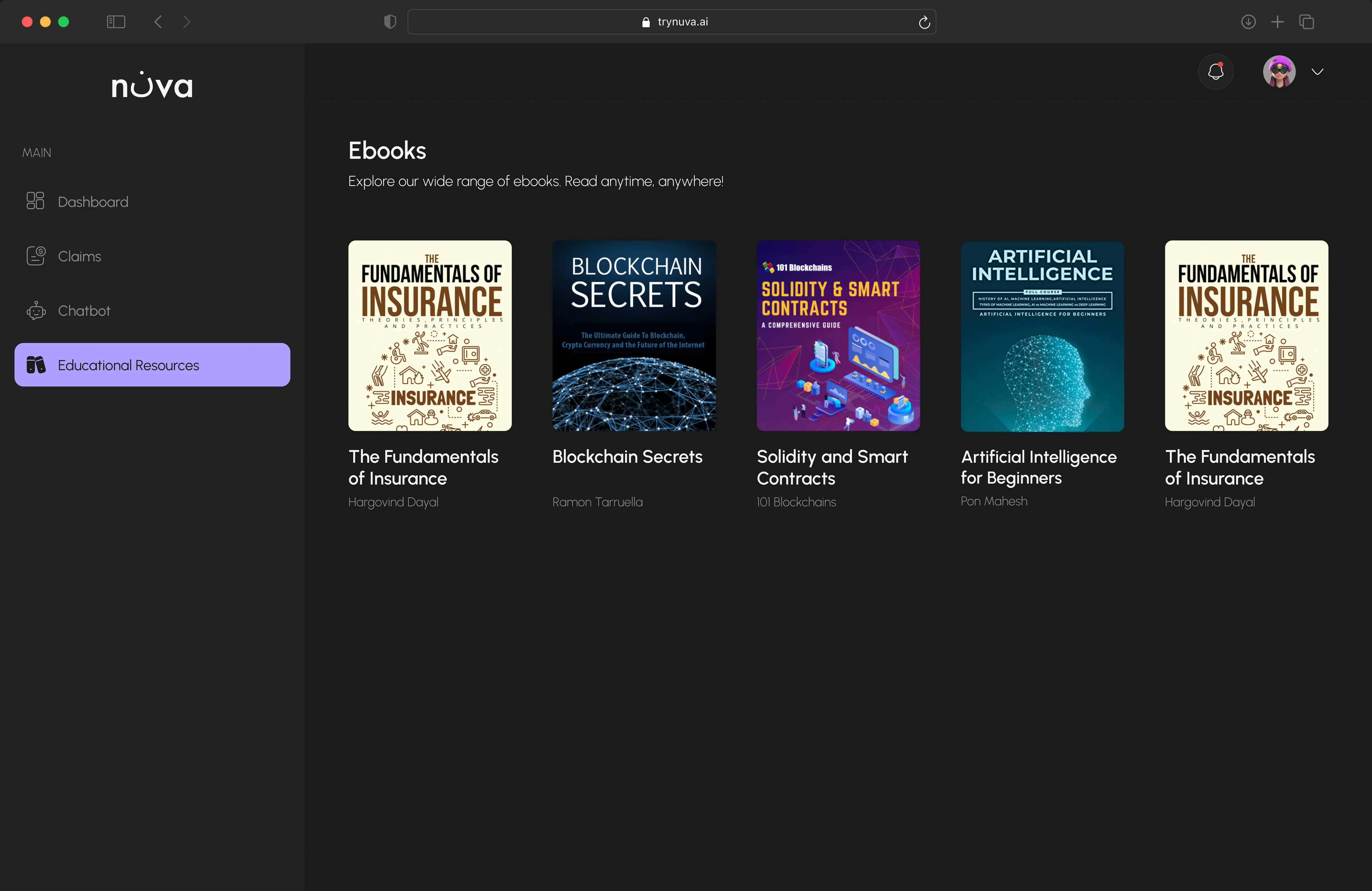 Screen displaying a list of ebooks with titles and cover images.